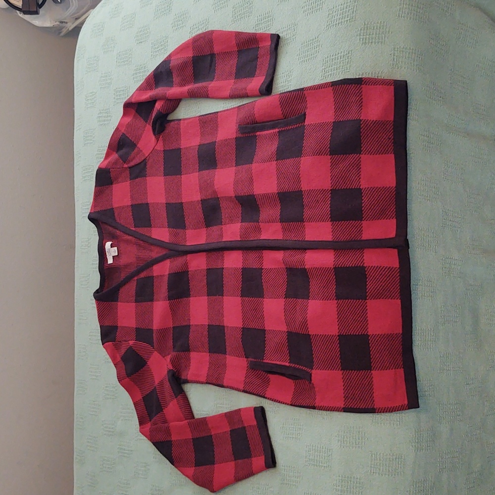 Croft and Barrow Red and Black Cotton Sweater/Jacket Size Large